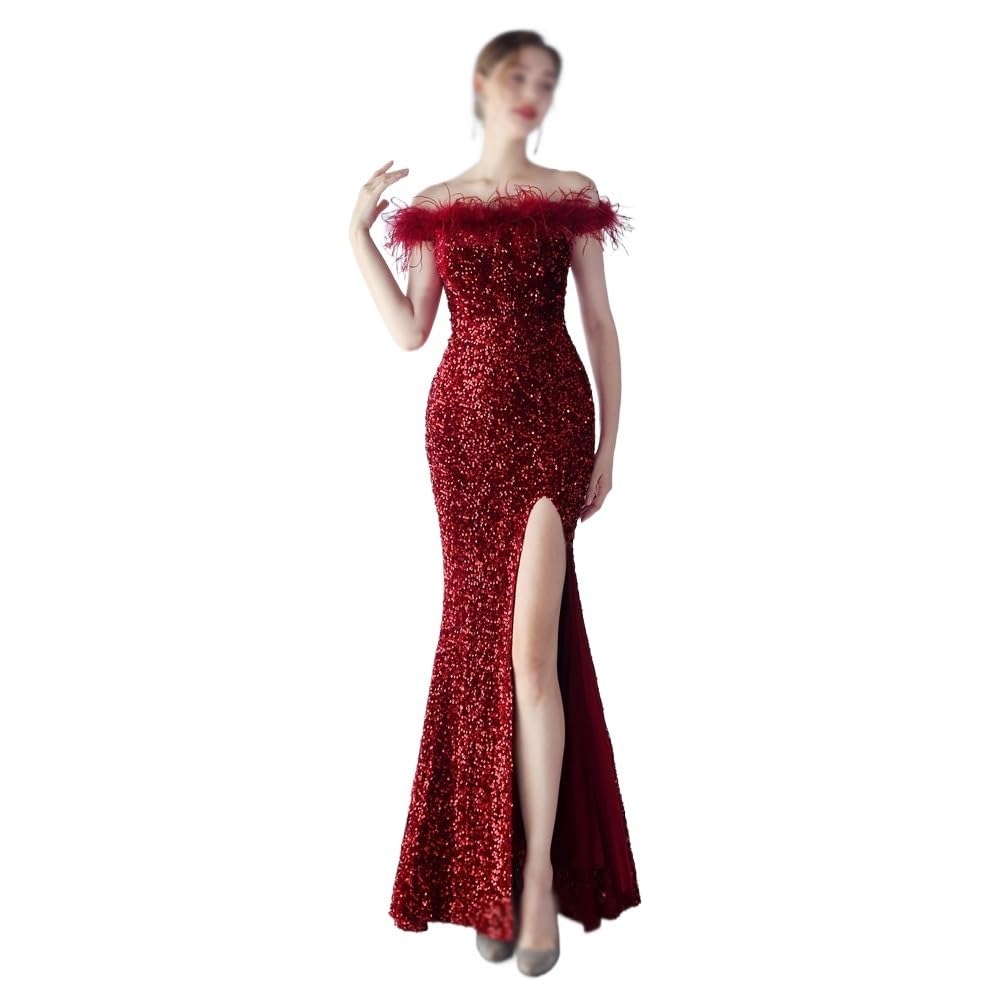 Amazon.com: PNAWLLCF Banquet Skirt Design Meaning Shoulder Evening Dress  Slim Bridesmaid Dress Ladies Long Dress(X-Large) : Everything Else