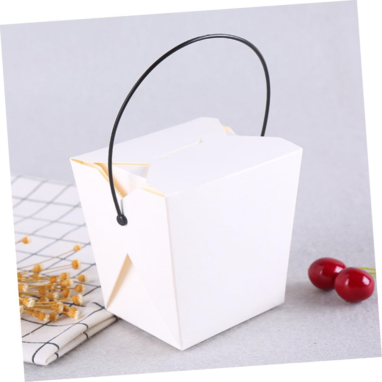 Zerodeko 20pcs Handheld Kraft Paper Take Out Food Containers Biodegradable Packing Boxes for Fried Snacks Noodles French Fries for Takeaway