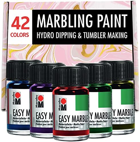 Marabu Easy Marble Paint for Effortless Hydro Dipping, Water Marble Painting and More - 42 Colors Quick Drying Marbling Paint Kit for Kids and Adults