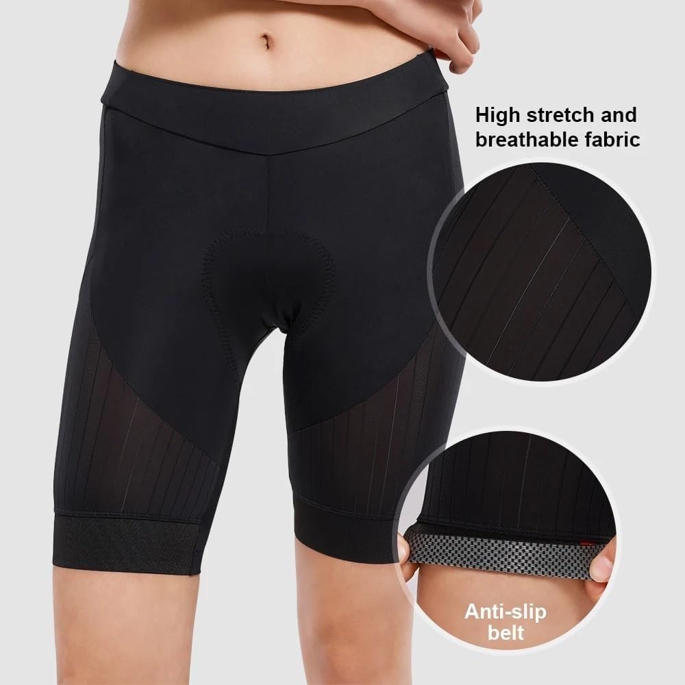 Radhose Radlerhose Damen, atmungsaktiv, Damen-Radlerhose, Sommer, schnell trocknend, Biker-Kissen, gepolstert, Straßenreiten, hohe elastische Kurze Hose