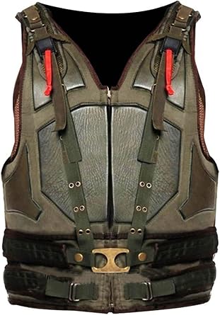 Zulin Mens Tactical Bane Vest Green Military Style Faux Leather Utility Vest Cosplay Combat Fashion Sleeveless Jacket Men