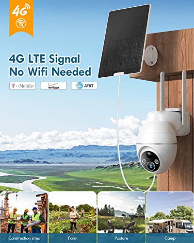 Recacam 4G Lte Cellular Security Camera Wireless Outdoor, 2K Solar Outdoor Camera Wireless, Camera Without Wifi Needed, 360° View, 2-Way Talk, Pir Motion Sensor, Ip66, Color Night Vision, Include Sim #TOP1