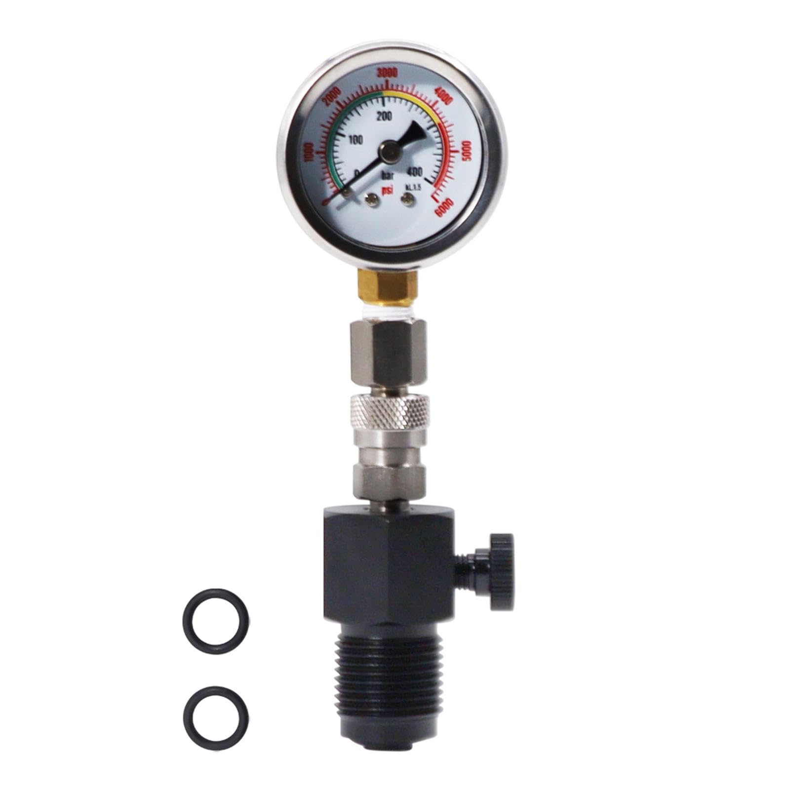 YIJU Tank Pressure Checker Release Valve for Dive Tank, 400Bar/6000PSI Scuba Diving Pressure Gauge for Regulator, Water Sports