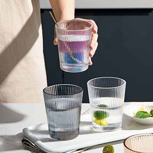 Verres transparents classiques à rayures verticales robustes 237ml - 6