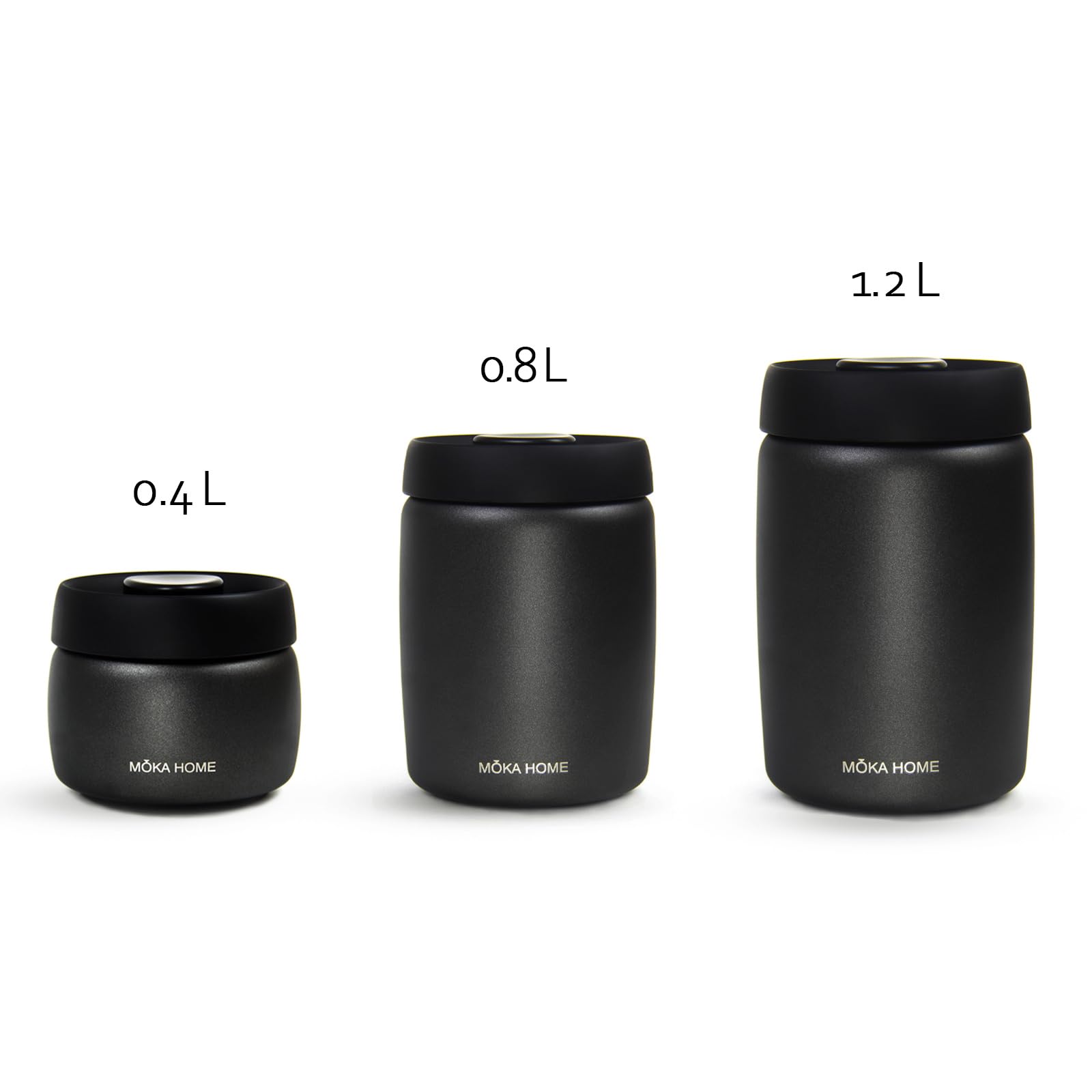 Stainless Steel Vacuum Coffee Canister | Food Storage Container | Airtight Storage Containers | Press Out Excess Air Preserve Food Freshness | 1.2L Coffee Containers Holds 11 oz of Coffee Beans