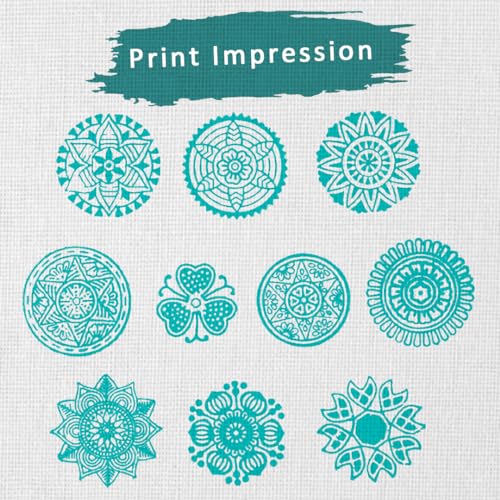 Image of Hashcart Wooden Indian Traditional Design Printing Stamps / Blocks for Printing Saree Border / Dresses / Craft Card Making / Scrapbook / Clay Pottery (Set of 10)