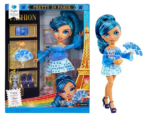 Muñeca Rainbow High Skyler Bradshaw articulada de 28 cm color azul con mascota y bolso para niños