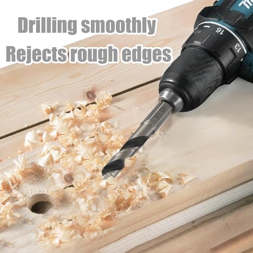 Treki 6PCS Brad Point Drill Bit Set HSS Brad Point Stubby Drill Bits 1/4 Inch Hex Shank Quick Change Wood Brad-Point Drill Bits for Woodworking and All Types of Wood 3/8" 5/16" 1/4" 3/16" 1/8" 3/32" 3 Treki 6PCS Brad Point Drill Bit Set HSS Brad Point Stubby Drill Bits 1/4 Inch Hex Shank Quick Change Wood Brad-Point Drill Bits for Woodworking and All Types of Wood 3/8" 5/16" 1/4" 3/16" 1/8" 3/32" - Image 3