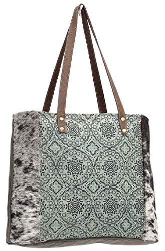 Bolso Myra Chic Floral para Mujer - Bolso Tote de Piel de Vaca, Bolso Floral de Cuero Auténtico y Lienzo con Piel de Vaca con Estampado de Flores, Bolsos de Mano para Mujer con Estilo Occidental, Regalos para Vaqueras miniatura 3