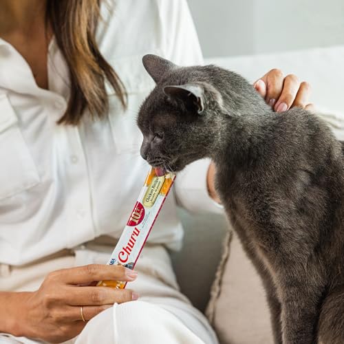 Image of INABA Churu for Senior 10+, Creamy Lickable Cat Treats with Taurine, Vitamin E & C, 0.5 Ounces Each, 20 Tubes, Chicken Variety