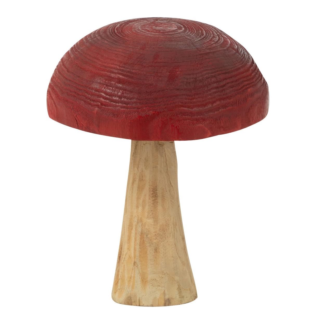 Champignon Rouge en Bois 39 cm - Sculpture Artisanale aux Finitions Nobles