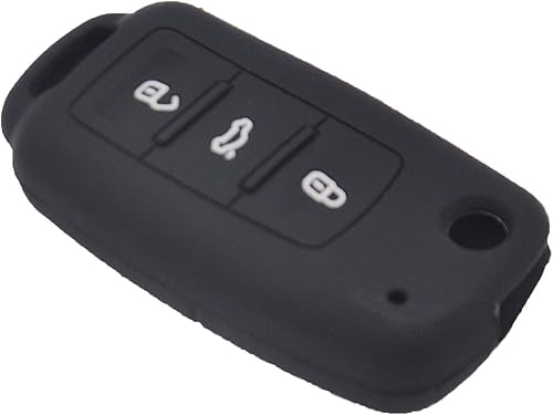 Miniatura 5 de Funda protectora de silicona con 3 botones para llavero VW Volkswagen Jetta GTI Passat Golf Tiguan Touareg Beetle, color negro