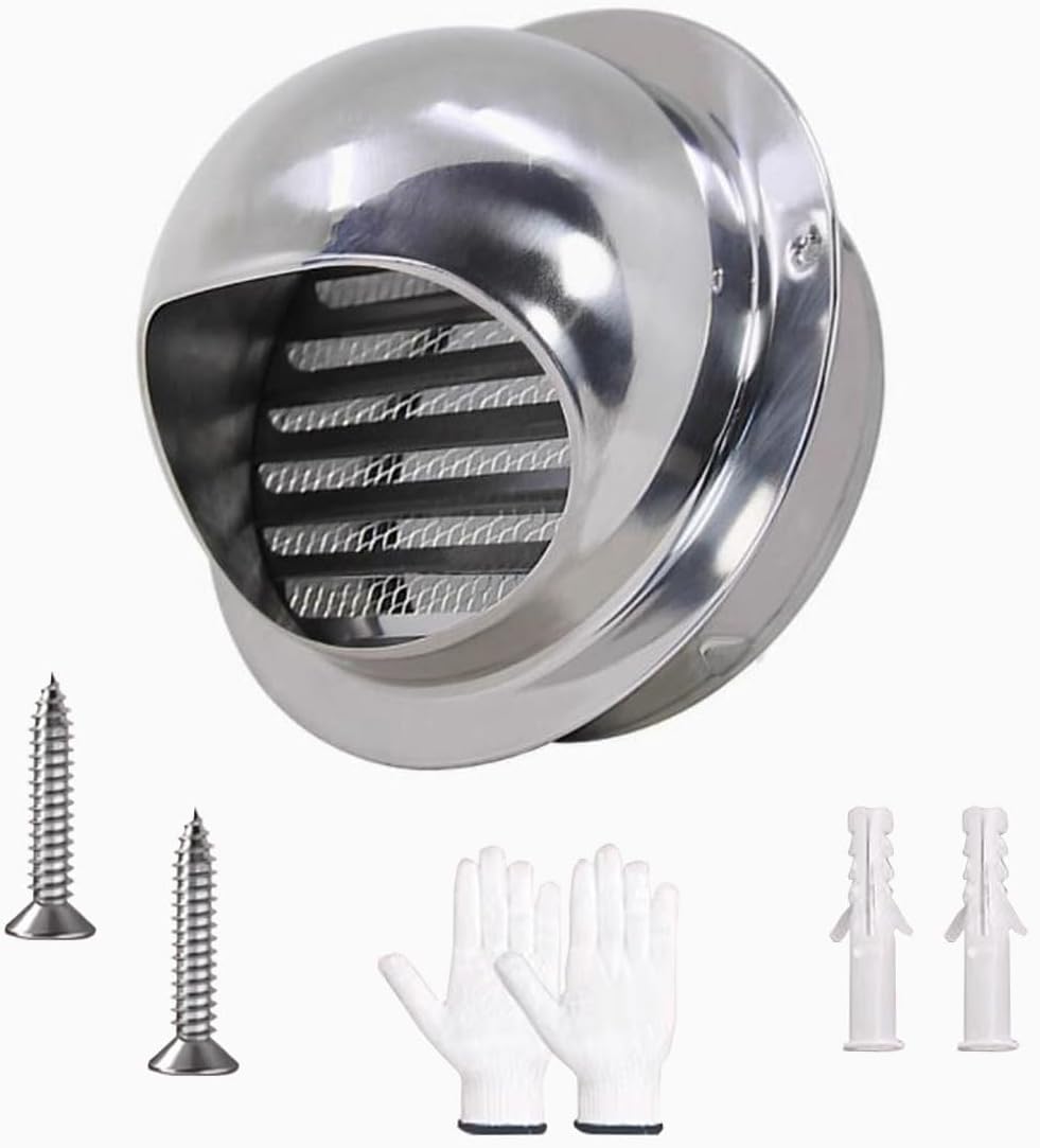 Air Vent Covers Round Dryer Vent Hood 304 Stainless Steel Soffit Vents Opening Size 2-8in Air Outlet Vents Cover for Outdoor Ventilation System(7.2in/18cm)