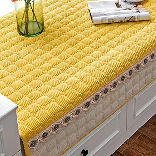 JeogYong Bay Window Cushion Seat Indoor, Farmhouse Window Seat Cushions Indoor for Bedroom, Non Slip Pads Sill Bench Cushions, 35.43 x 70.86 inches, Yellow