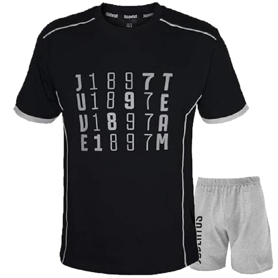 Pigiama Juve Maglietta e Pantaloncini Abbigliamento Tifosi Juventus FC Pigiama Bianco Nero Tifosi Juventini PS 30060