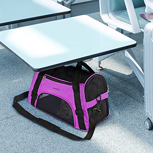 Image of JMOON Cat Carrier Soft-Sided Airline Approved Pet Carrier Bag,Pet Travel Carrier for Cats,Dogs Puppy Comfort Portable Foldable Pet Bag (Medium, Purple)