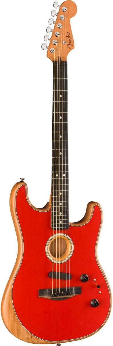 Fender American Acoustasonic Stratocaster Acoustic Electric Guitar, Dakota Red, Ebony Fingerboard, with Gig Bag