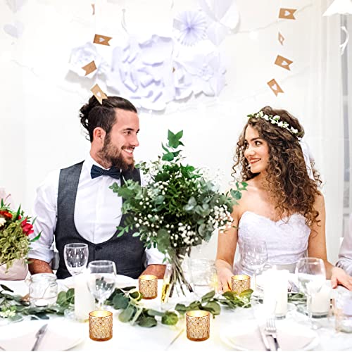 48 Pieces Votive Candle Holder Tealight Candle Holders Bulk Gold Glass Candle Holders Speckled Glass Votives For Wedding Centerpiece Birthday Party Supplies Table Decor, 2.76 X 2.95 Inch #TOP5