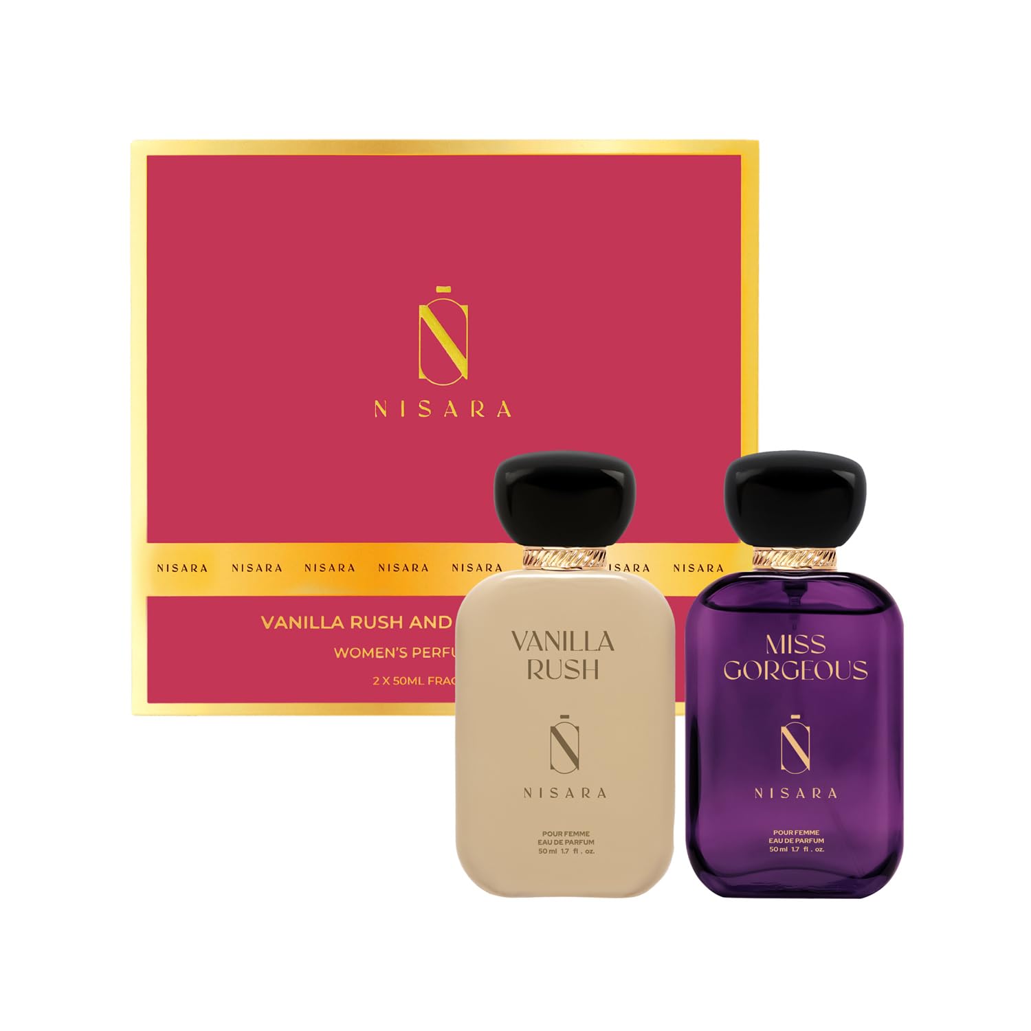 Nisara Long Lasting Women Perfume Gift Set 2x50ml(100ml) |with Vanilla Rush & Miss Gorgeous perfume | Notes:- Warm Vanilla, Floral Woody Musky | Travel & Pocket friendly perfume kit for all moods & occasions | Ideal gift for Women, Wife, Friend, Girlfriend-image-23
