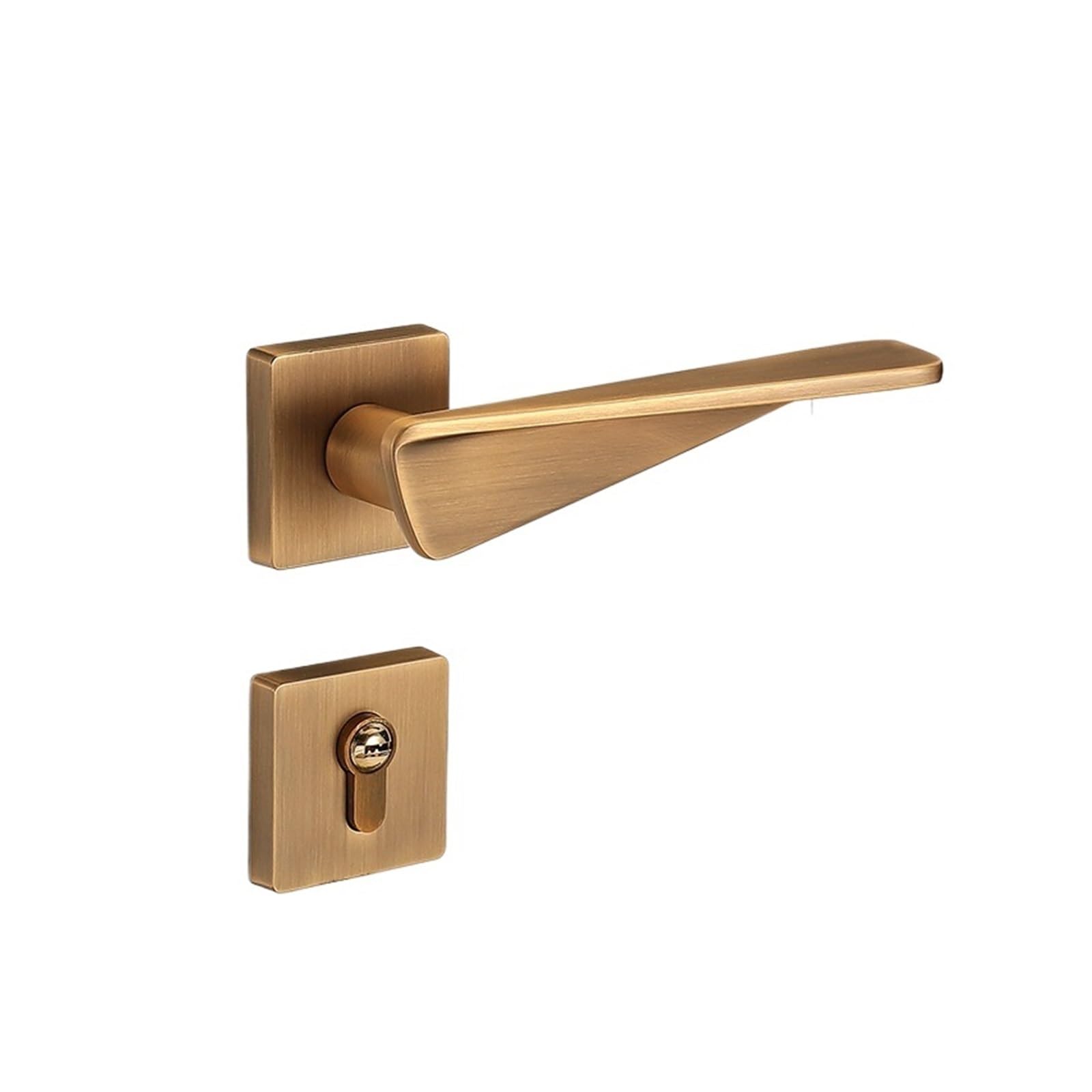 NYRXRYTCA Retro Chinese Bedroom Door Lock Yellow Bronze Indoor Door Wooden Door Handle Silent Magnetic Door Lock(72F207 yellow bronze silent)