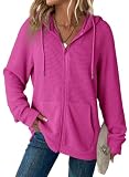Dokotoo Zip Up Hoodie Women Trendy 2026 Long Sleeve Sweatshirt Rose M