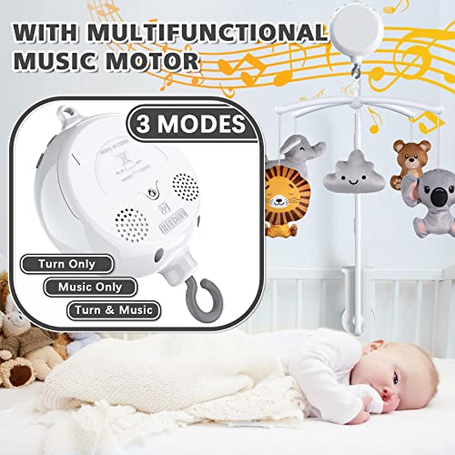 Feisike Crib Mobile With 3 Modes Musical Box,12 Lullabies,Volume Control,Jungle Baby Crib Toy,28 Inches Baby Mobile Arm,Knob Type #TOP1