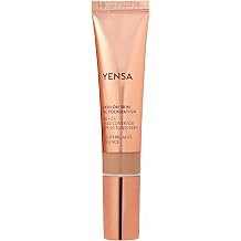 YENSA BC Foundation - Full Coverage Foundation, CC & BB Cream In One with SPF 40 - Enriched With Hyaluronic Acid & Peptides to Hydrate & Firm Skin - Korean Skin Care Makeup - Deep Golden 1 oz