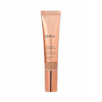 YENSA BC Foundation - Full Coverage Foundation, CC & BB Cream In One with SPF 40 - Enriched With Hyaluronic Acid & Peptides to Hydrate & Firm Skin - Korean Skin Care Makeup - Deep Golden 1 oz