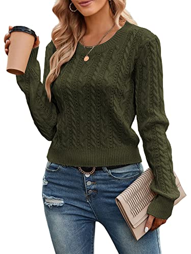ZAFUL Women's Cable Cropped Sweater Long Sleeve...