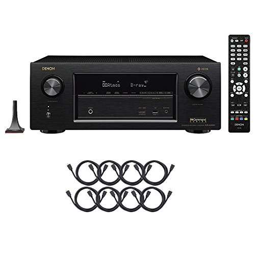 Denon AVR-X3400H 7.2CH 4K Ultra HD AV Receiver with Built-in HEOS Wireless Multi-Room Audio Technology and Alexa Voice Control Included 8 HDMI Cables