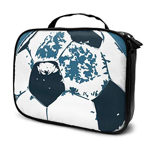 Preisvergleich Produktbild Kosmetiktasche mit Fußball-Motiv, Reise-Kosmetiktasche mit Reißverschluss, mit Tragegriff oben, tragbare Aufbewahrungstasche für Damen