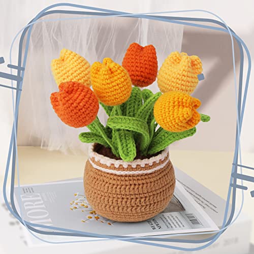 Image of kgxulr Crochet Kit, Yellow Tulips Knitting Kit, Crochet Kit for Beginners | Crochet Kit for Beginners, Crochet Flower Kit, Beginner Crochet Kit for Adults with Step-by-Step Video Tutorials