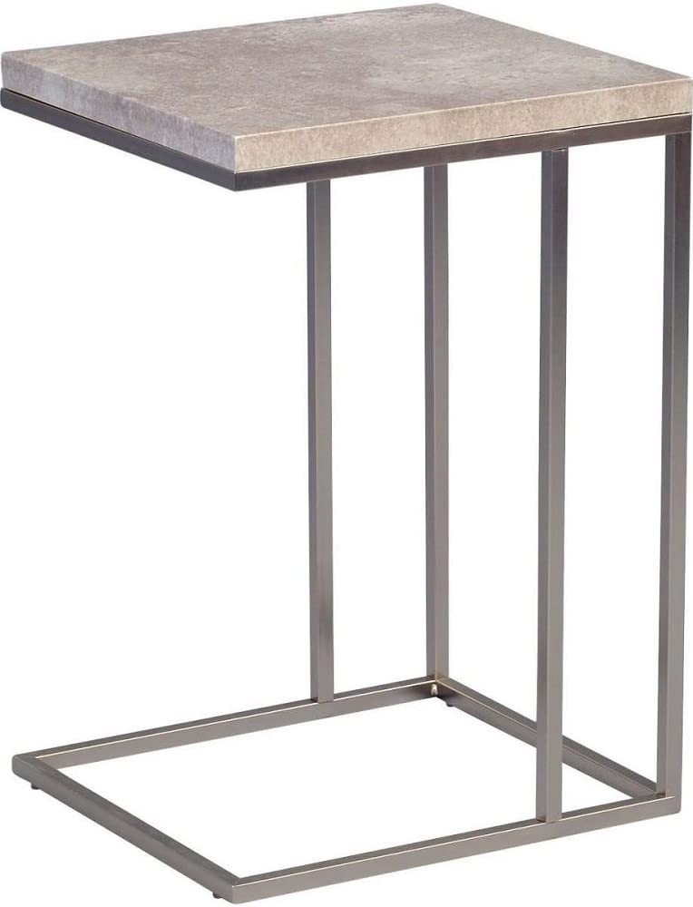 HomeTrends4You Michi Tavolino, Weiß hgl/Metall Schwarz Matt, 38 x 43 x 62.5 cm