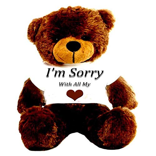 Hug'n'Feel® Soft Toys Big Teddy Bear Wearing I am Sorry with All T-Shirt 4 feet Chocolate Brown_T Shirt_I am Sorry with All Plush & Stuffed Toys