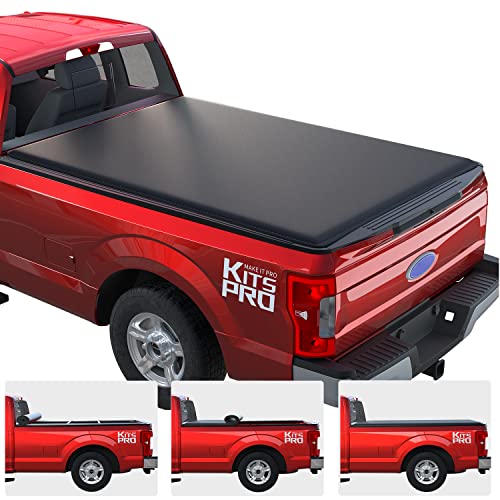 KitsPro Soft Rolling Tonneau Covers Compatible with 2017-2022 Ford F-250 F-350 Super Duty 6'10" Truck Bed Cover (81.9 Inch Fleetside, Soft Roll-Up)