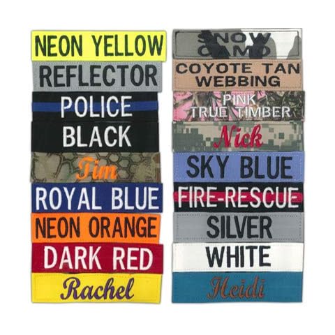 Custom Uniform Name Tapes, 56 Fabric Options, Different Font Styles Available in 5 Sizes. Cover