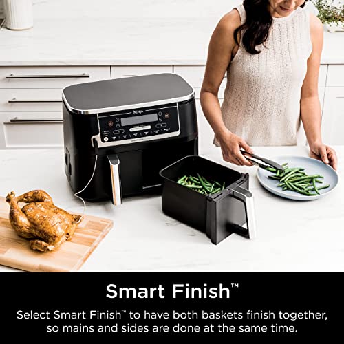 Image of Ninja DZ550 Foodi 10 QT 6-in-1 DualZone Smart XL Air Fryer with 2 Independent Baskets, Smart Cook Thermometer for Perfect Doneness, Match Cook & Smart Finish to Roast, Dehydrate & More, Grey