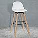 Tabouret de Bar Scandinave Lot de 2, Tabourets de Bar avec Coussin Moelleux, Dossier en Plastique PP et Pieds en Hêtre, Chaise de Bar Cuisine Hauteur Assise 71 cm (2, Blanc)