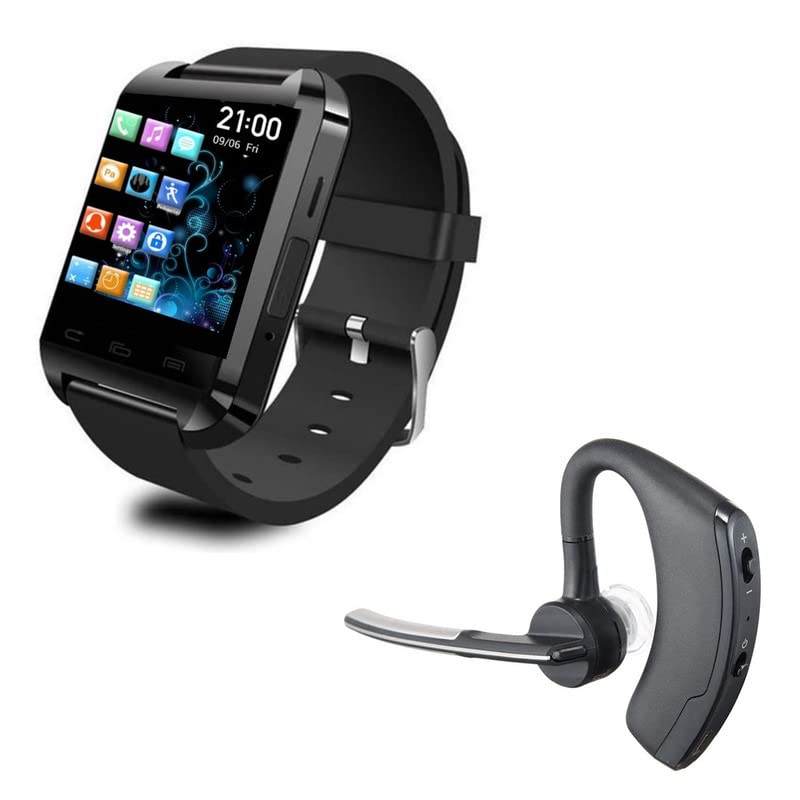 TechKing (SPECIAL with 12 YEARS WARRANTY Voyager Series Bluetooth Talk Music Headset, Bluetooth U8 SmartTouchscreen Watch with Smart Notifications Work