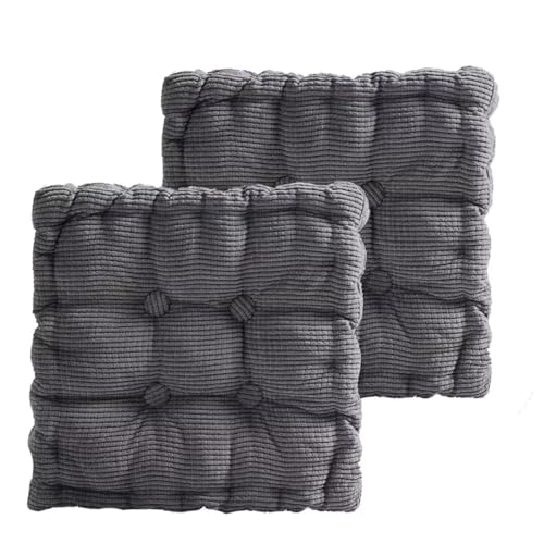 Bettschlange Sitzkissen Outdoor, 2er Set Stuhlkissen 40x40cm, Dicke Bodenkissen, Sitzpolster Outdoor für Bank und Gartenstuhl(Quadrat,Dunkelgrau,40 x 40 cm)