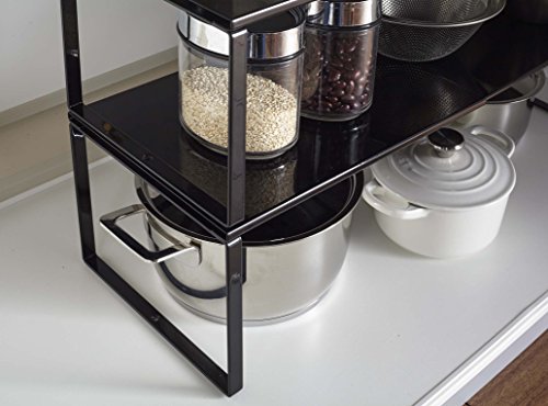 Yamazaki 3866 Repisa Expandible de Almacenamiento, Negra, Aproximadamente Ancho 14.4-23.6 x Profundidad 9.1 x Alto 7.1 pulgadas (36.5-60 x 23 x 18 cm), Organizador Bajo Fregadero, Repisa para Cocina miniatura 6