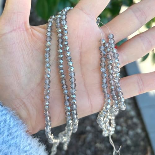 Image of 1000pcs Czech Faceted Rondelle Crystal Glass Beads 4mm Small Tiny Bulk Silver Champagne