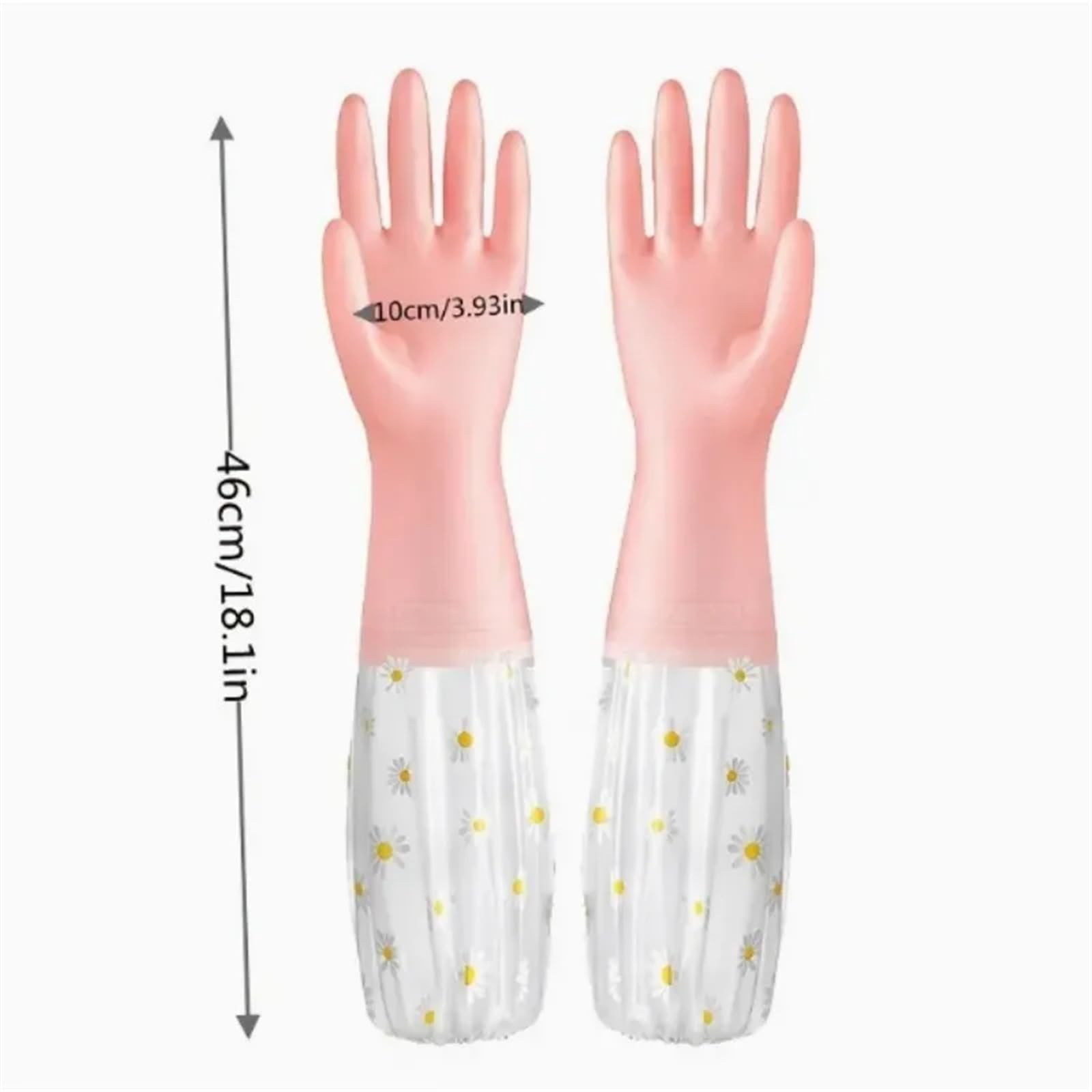 1 Par Guantes Manga Larga Lavar Cocina Jardinería Duradero(Blau)