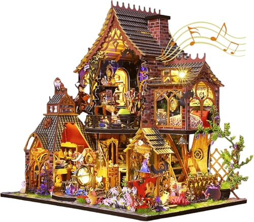 KingStora DIY Fairy House Craft Kit, Magical Forest Elf, Medium-Sized Dollhouse Handcrafted Model for Adult (Magic Forest), JTMF01