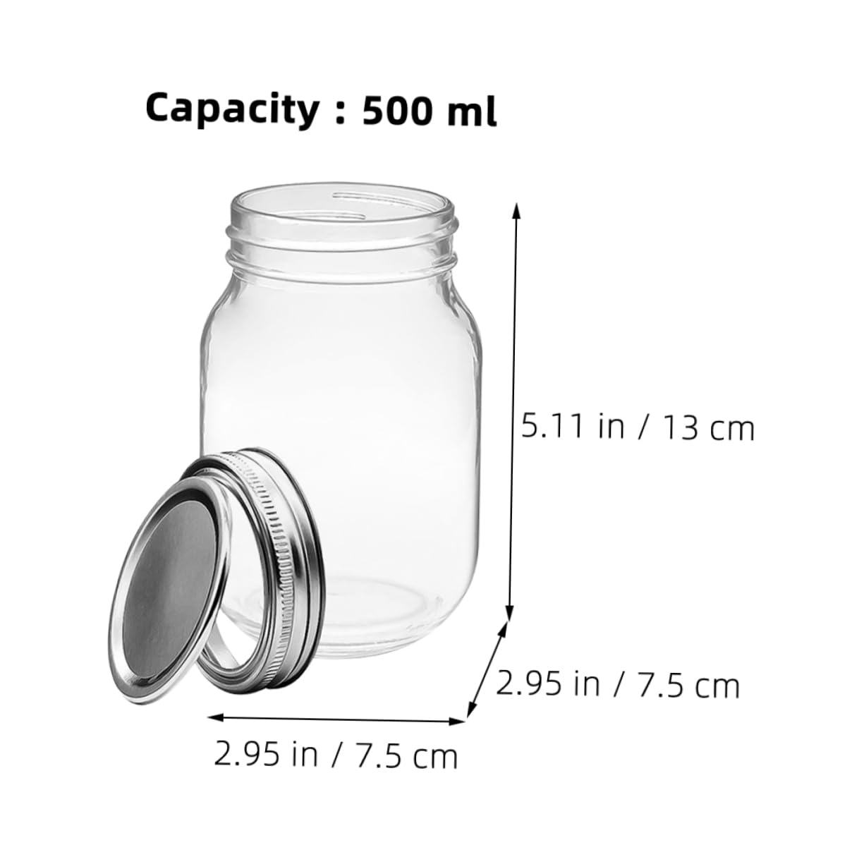 MAGICLULU Contenitori Ermetici per Alimenti in Vetro 6 Pezzi da 500ml con Coperchio Riutilizzabili e Versatili per Casa e Ristorante Barattoli Bocca Larga