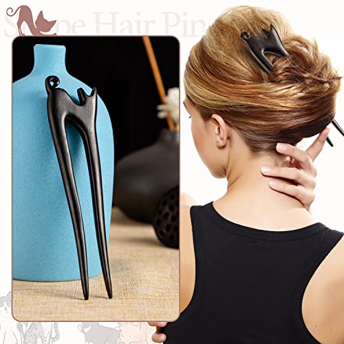 2PCS Wooden Hair Sticks French Twist Hair Pin, Handmade Ebony Sandalwood Hair Forks Hair Sticks for Buns, Vintage Chinese Hair Pins Hair Chopsticks for Long Thick Hair Women Chignon Bun Updo Hairstyle - Thumbnail 5