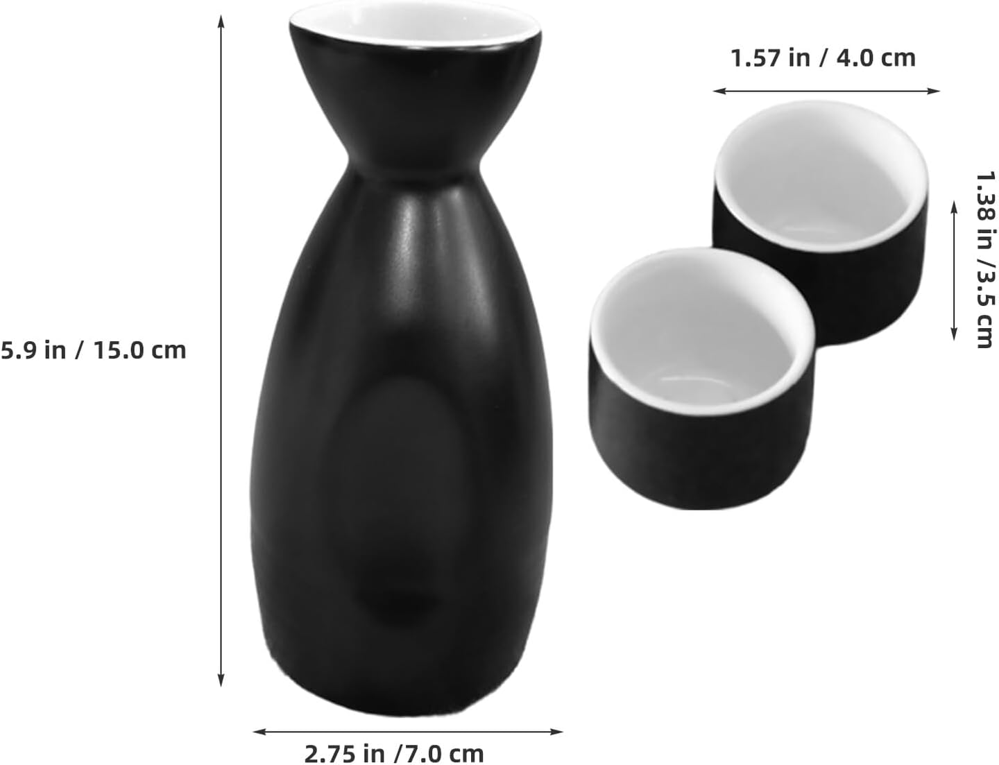 Japanese Ceramic Sake Set with Carafe and Cups, Black Xmas