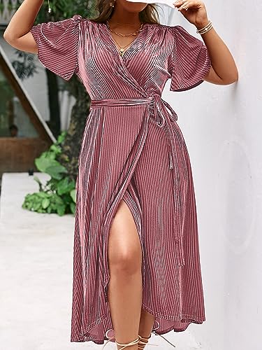 Image of BerryGo Women's Velvet V Neck Wrap Semi Formal Dress Cocktail Party Maxi Dress for Wedding Guest