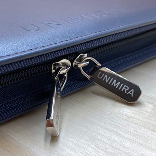 Unimira Grand Ipad 12.9 (2019-2022) Zippered Leather Portfolio Padfolio, Navy Blue, Business Case Organizer For Ipad 12.9, Letter Notepad Binder, Men And Women, Corporate Gift #TOP7