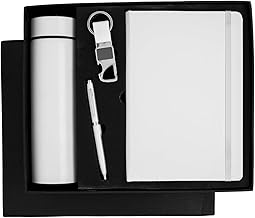 Tempt - Personalized Diary, Pen, Keychain, Bottle (4in1), Corporate Gift Set, Employee Joining Kit, New Year Gift for Employees (White)